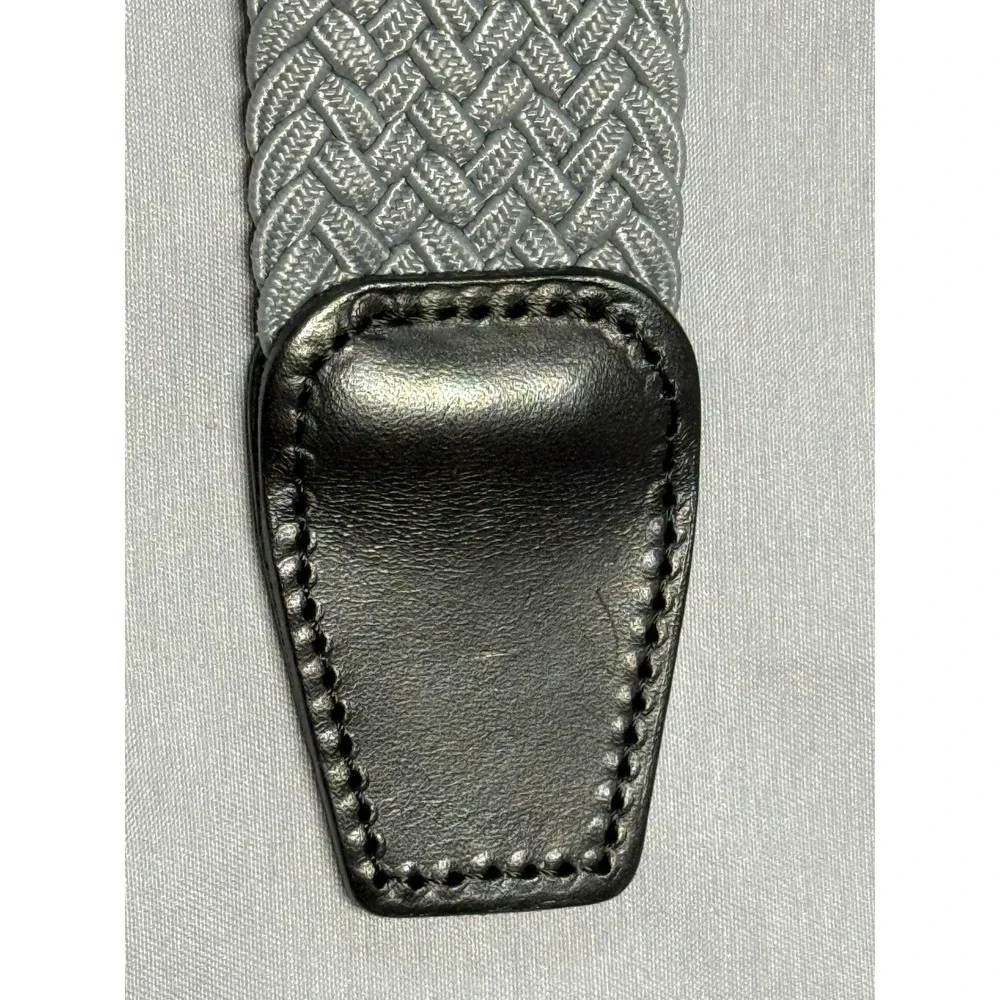 Royal Albartross Woven Belt Mens Size L Grey Leather Trim Made in Spain